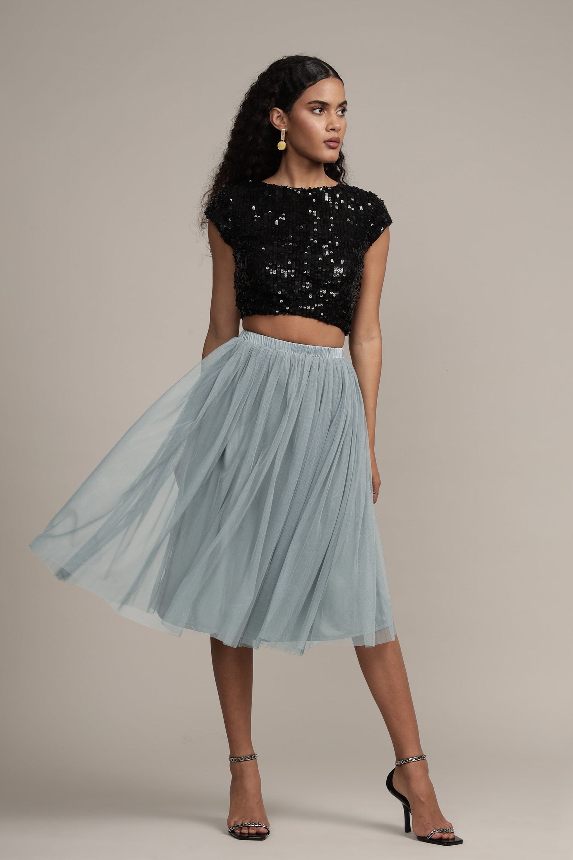 Lace and beads tulle skirt shop