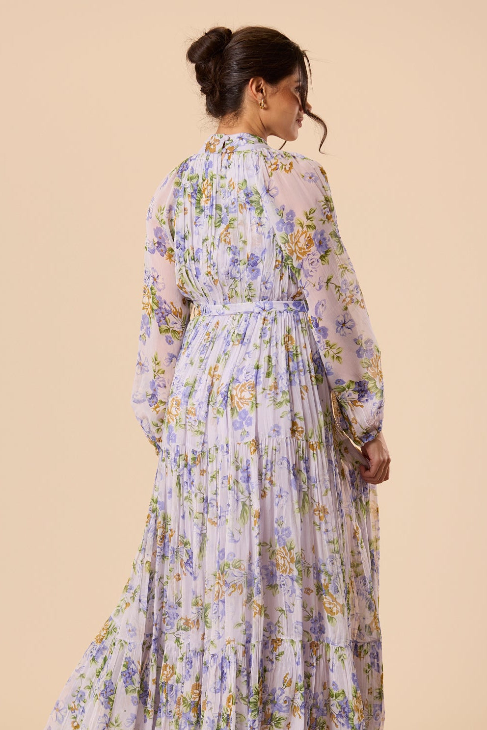 Violetta Chiffon Maxi Dress in Lilac Print