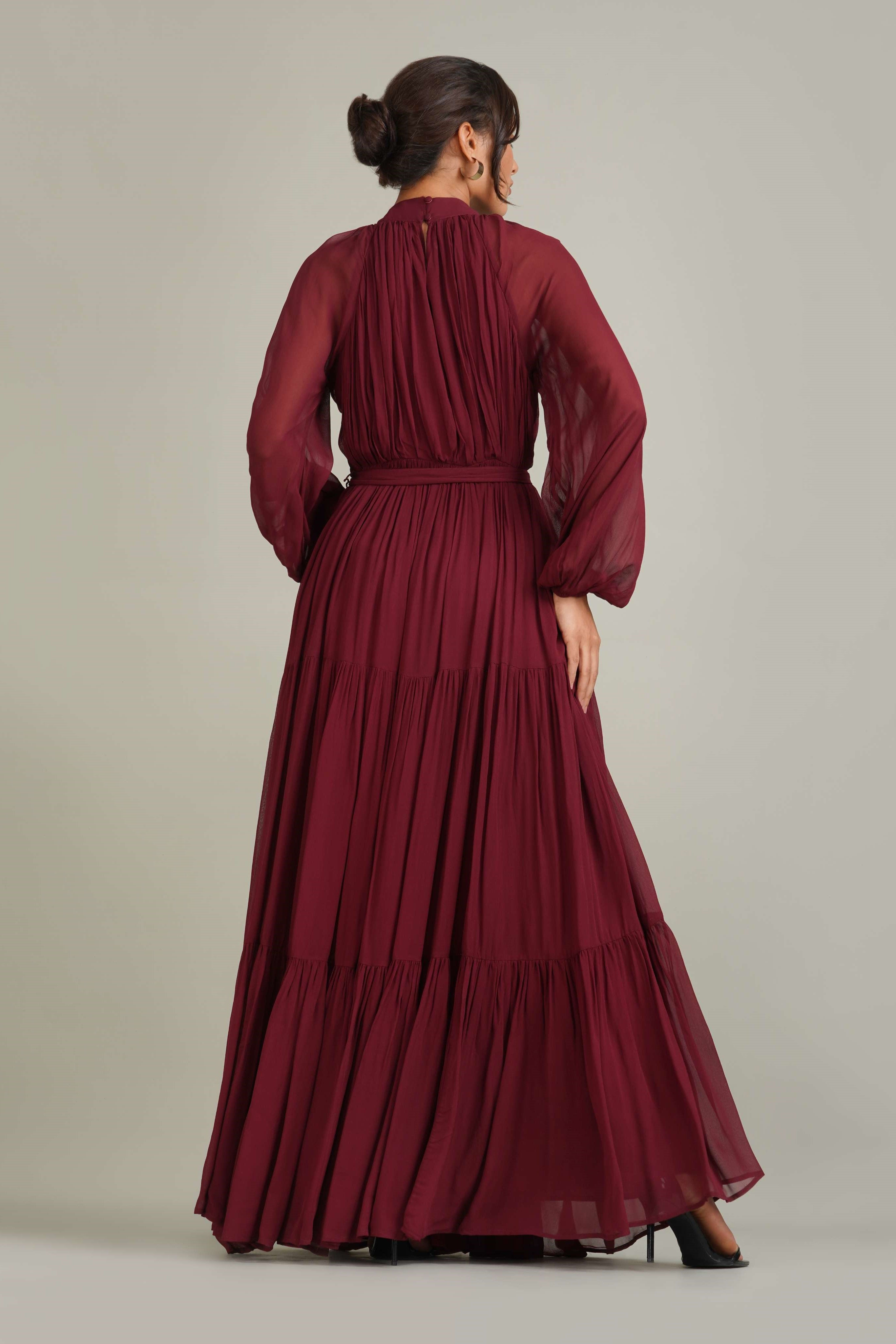 Violetta Maxi Dress in Burgundy