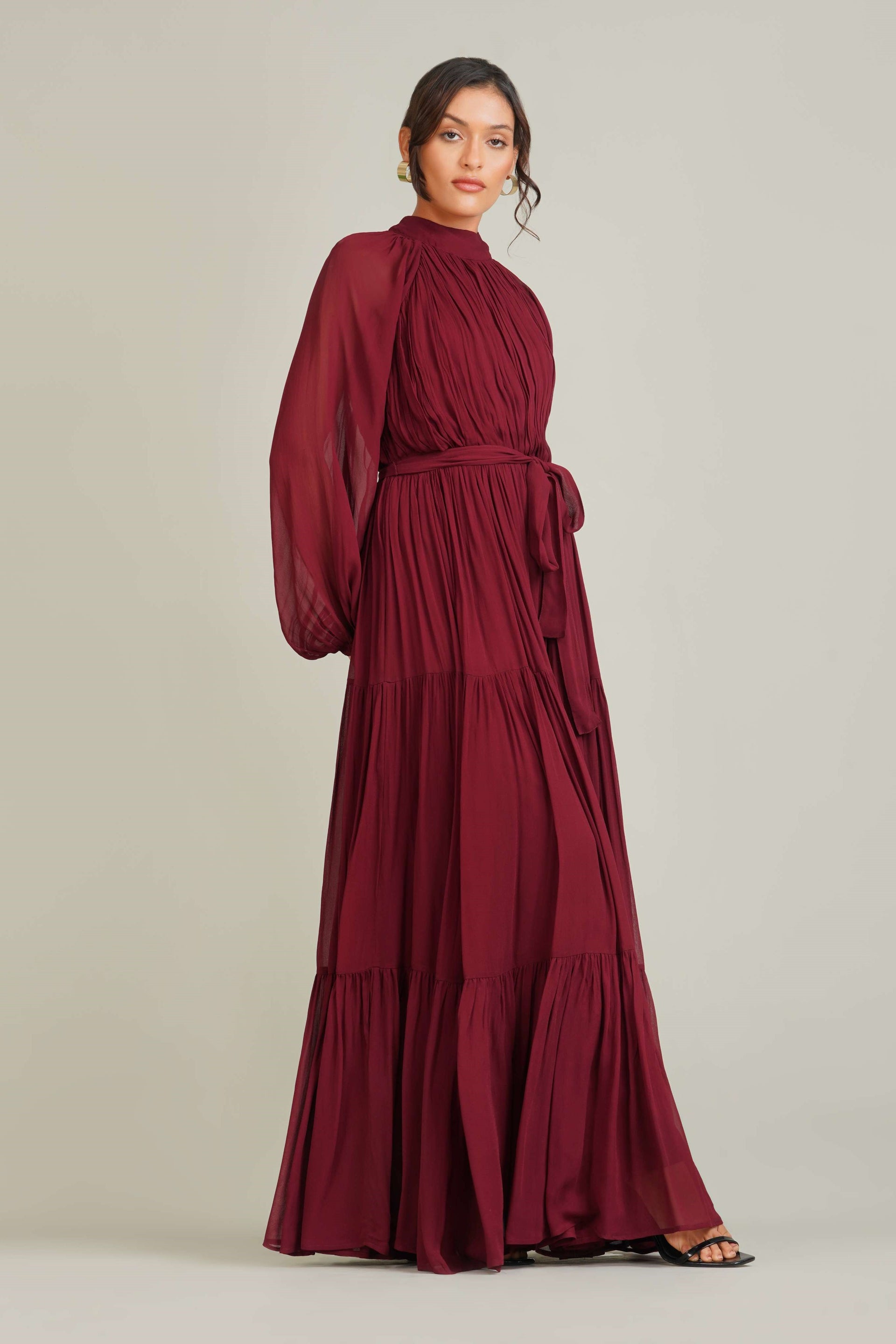 Violetta Maxi Dress in Burgundy