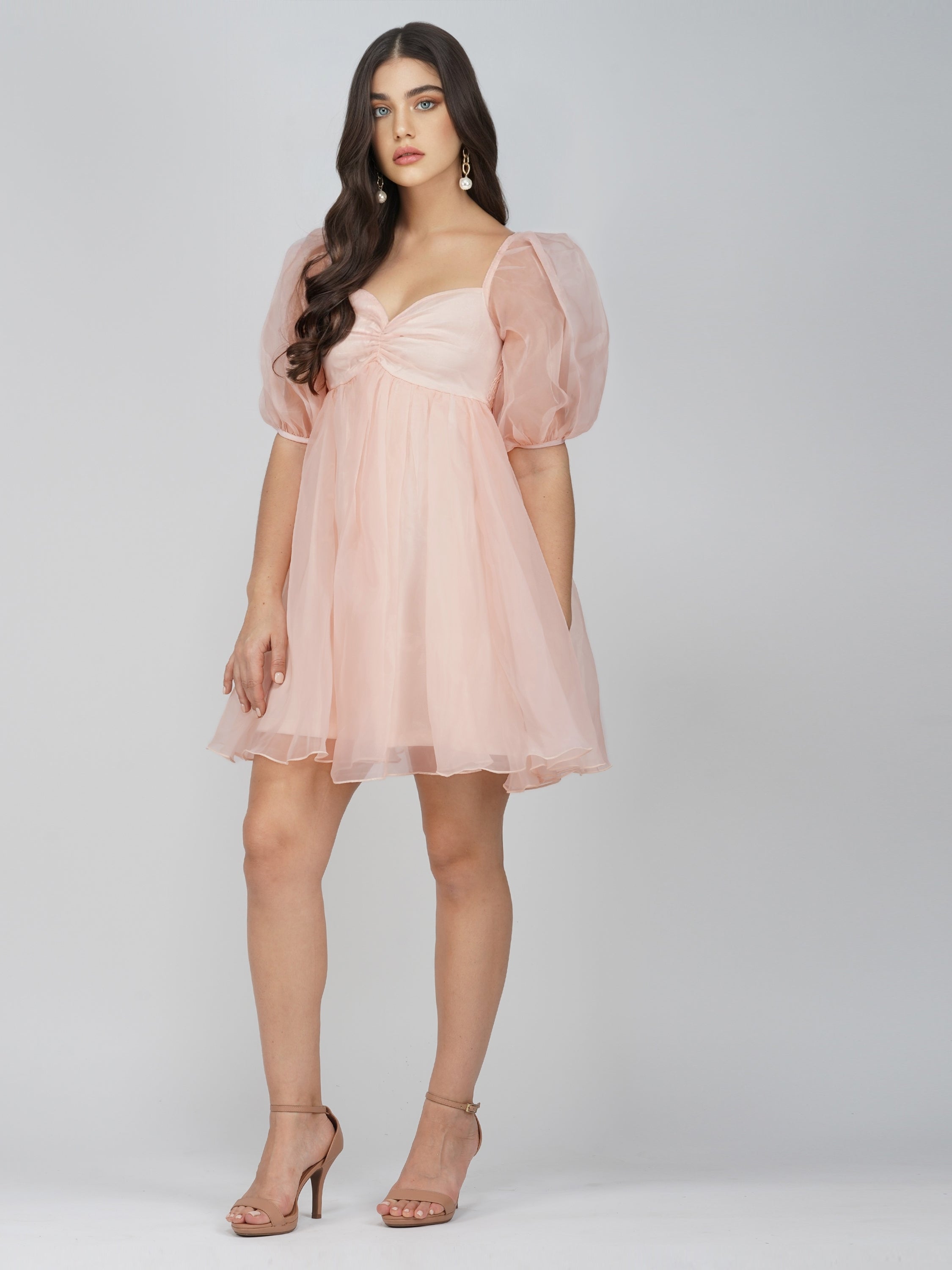 Melanie Pink Puff Sleeve Dress UK10 / Light Pink Melanie Pink Puff Sleeve Dress UK10 / Light Pink