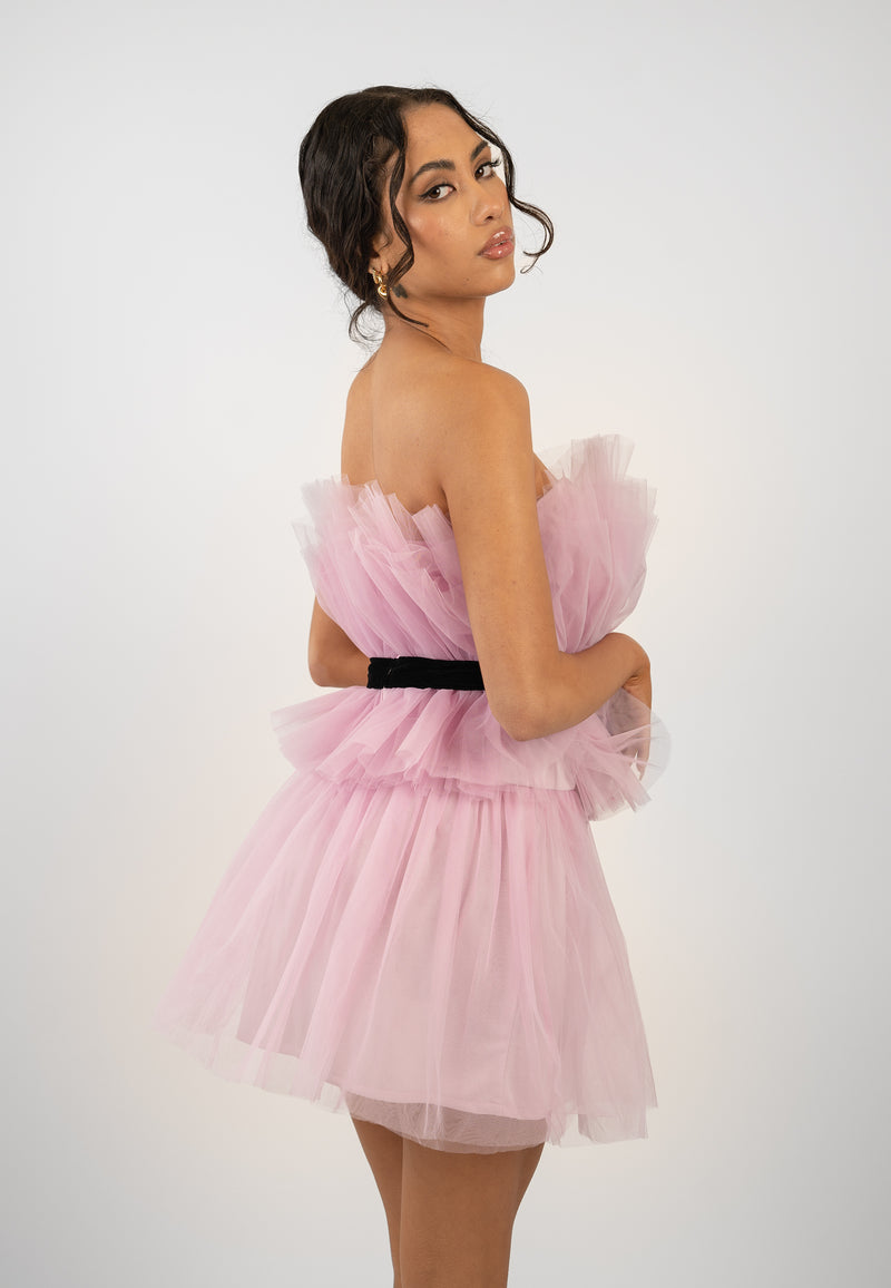 Nash Pink Tulle Mini Dress