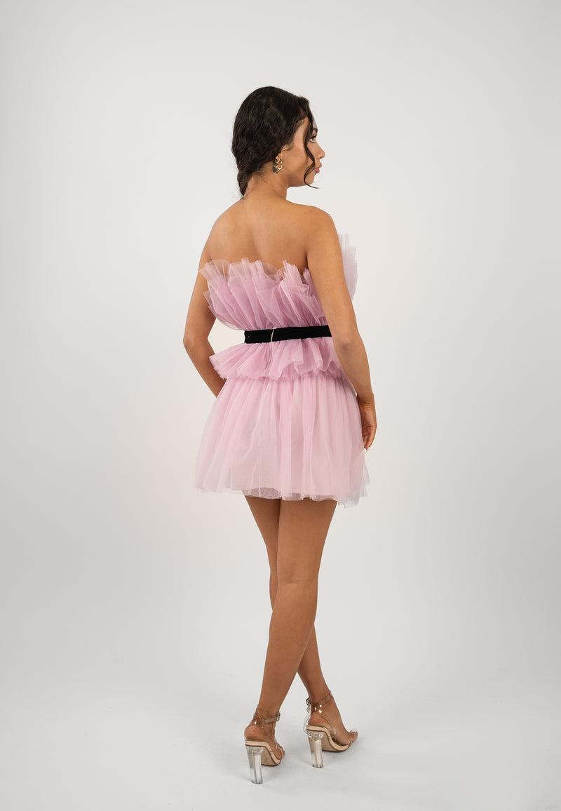 Nash Pink Tulle Mini Dress