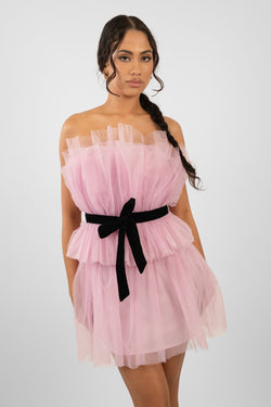 Nash Pink Tulle Mini Dress