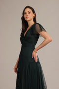 Gally Tulle Maxi Dress in Emerald Green