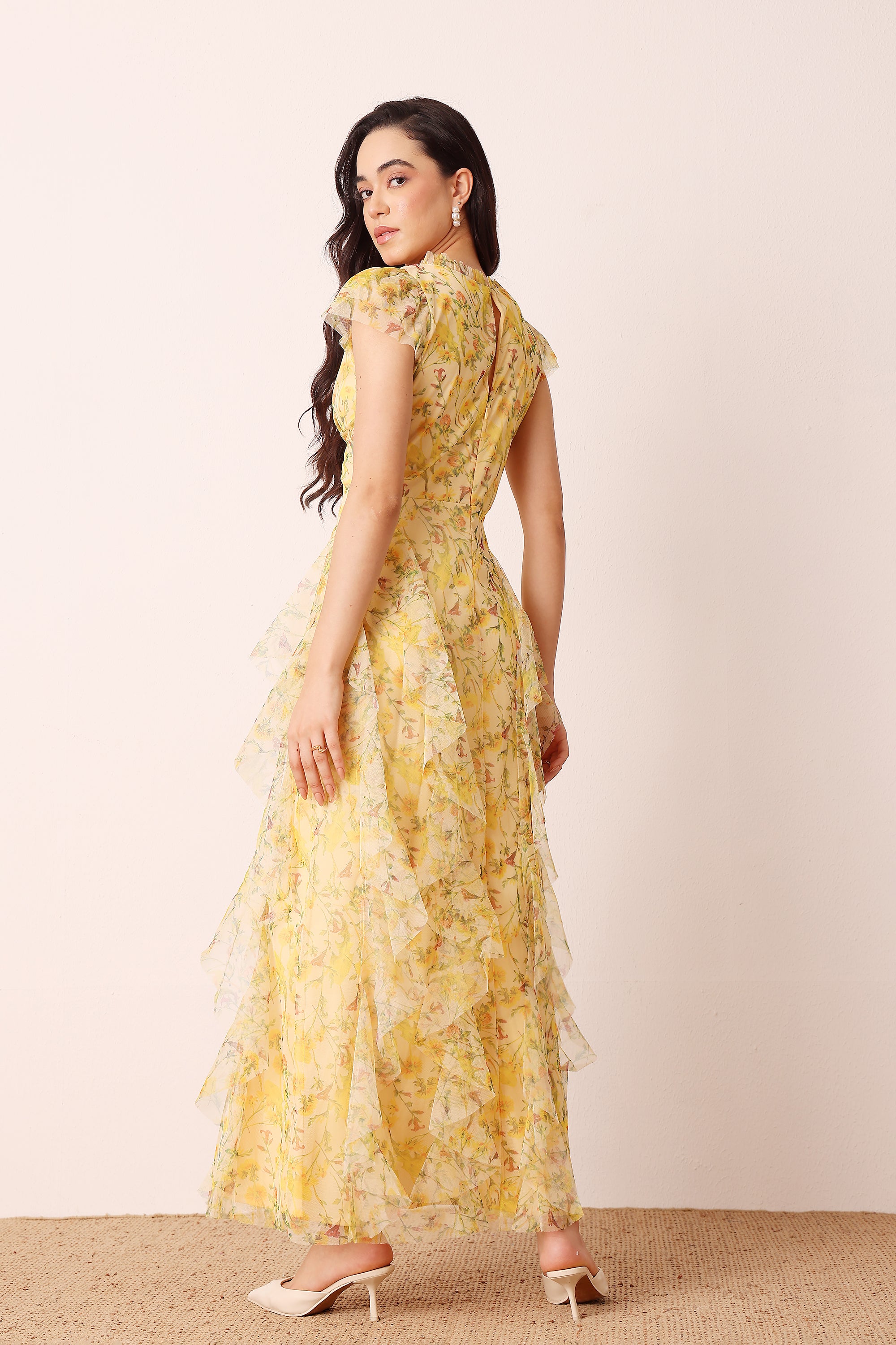 Melody Maxi Dress in Yellow Floral