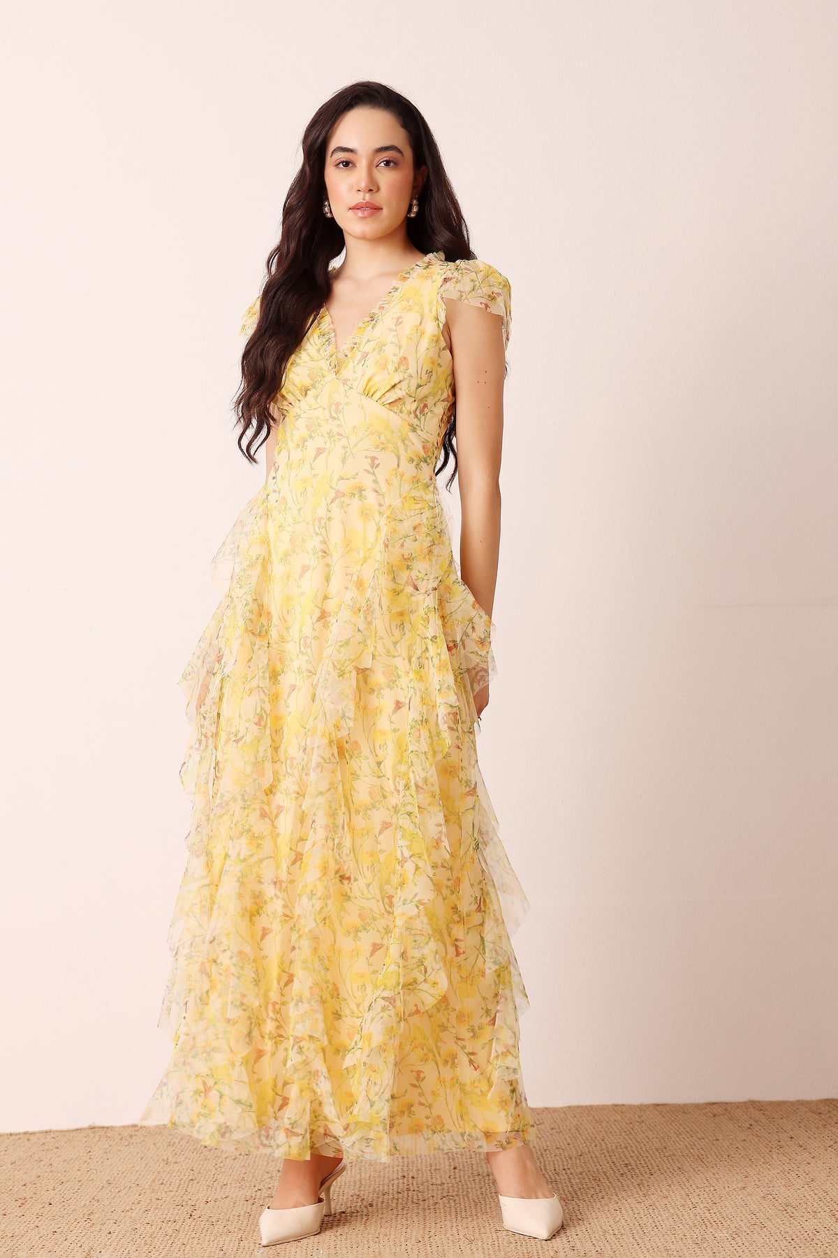 Melody Maxi Dress in Yellow Floral