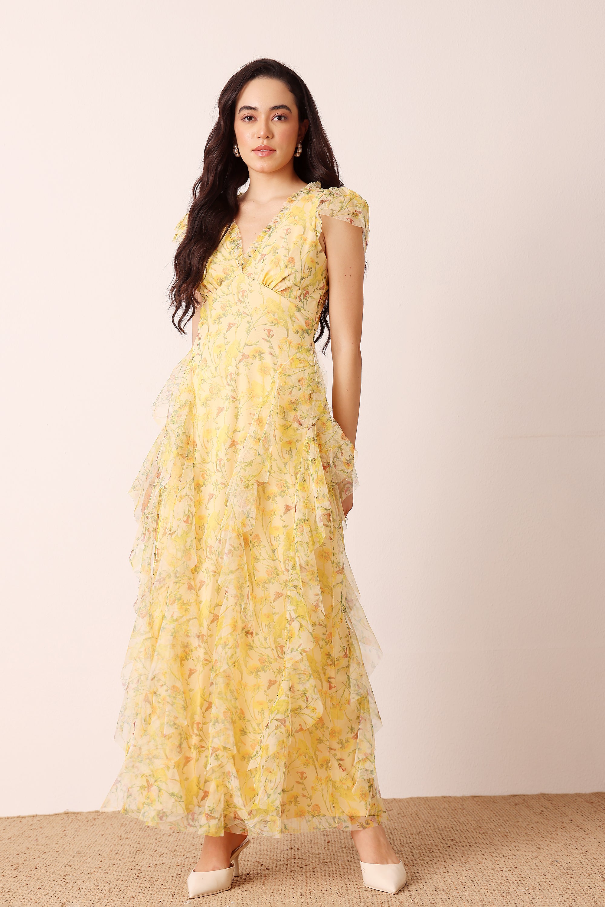 Melody Maxi Dress in Yellow Floral