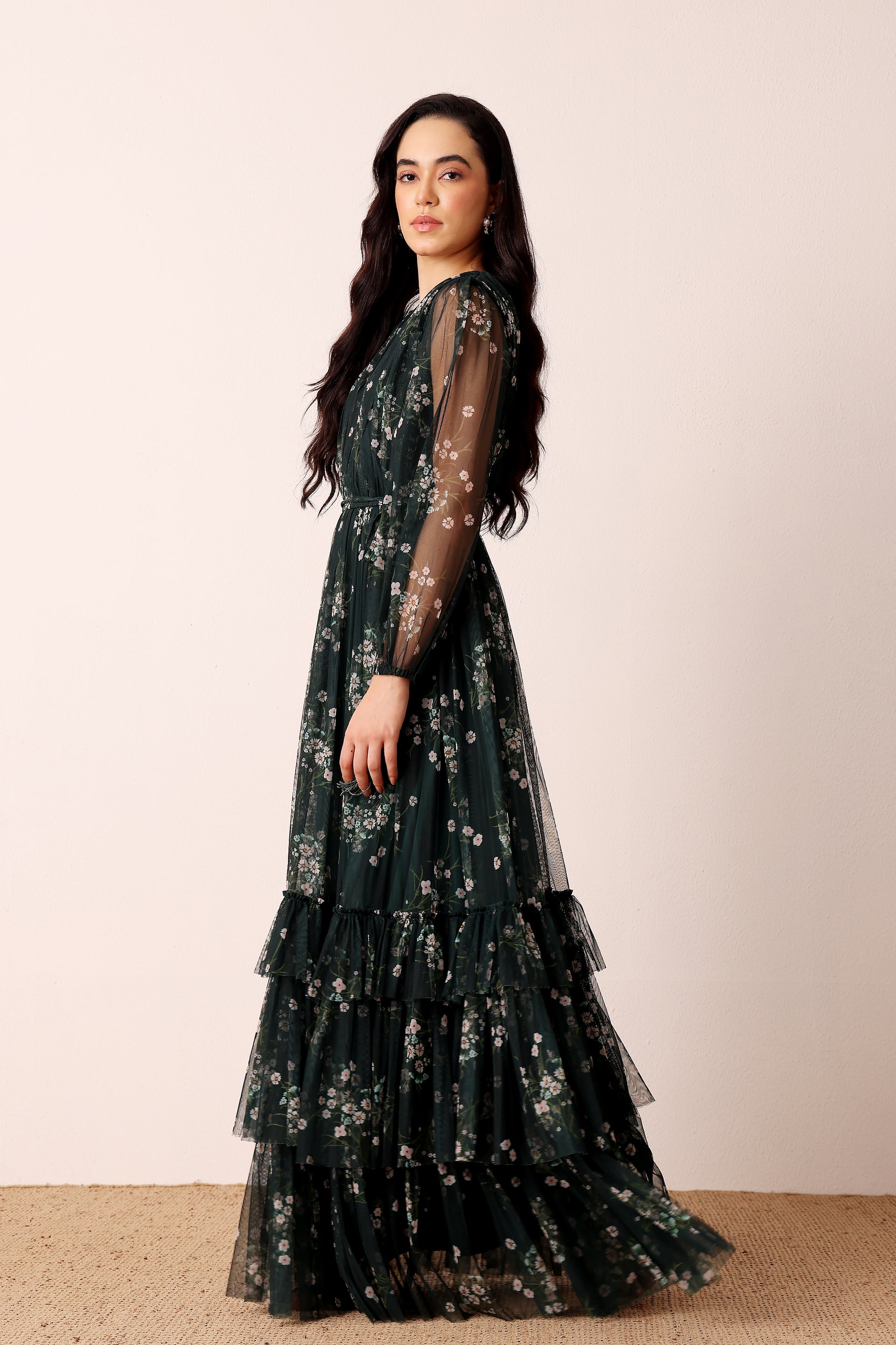 Rebecca Maxi Dress in Emerald Floral