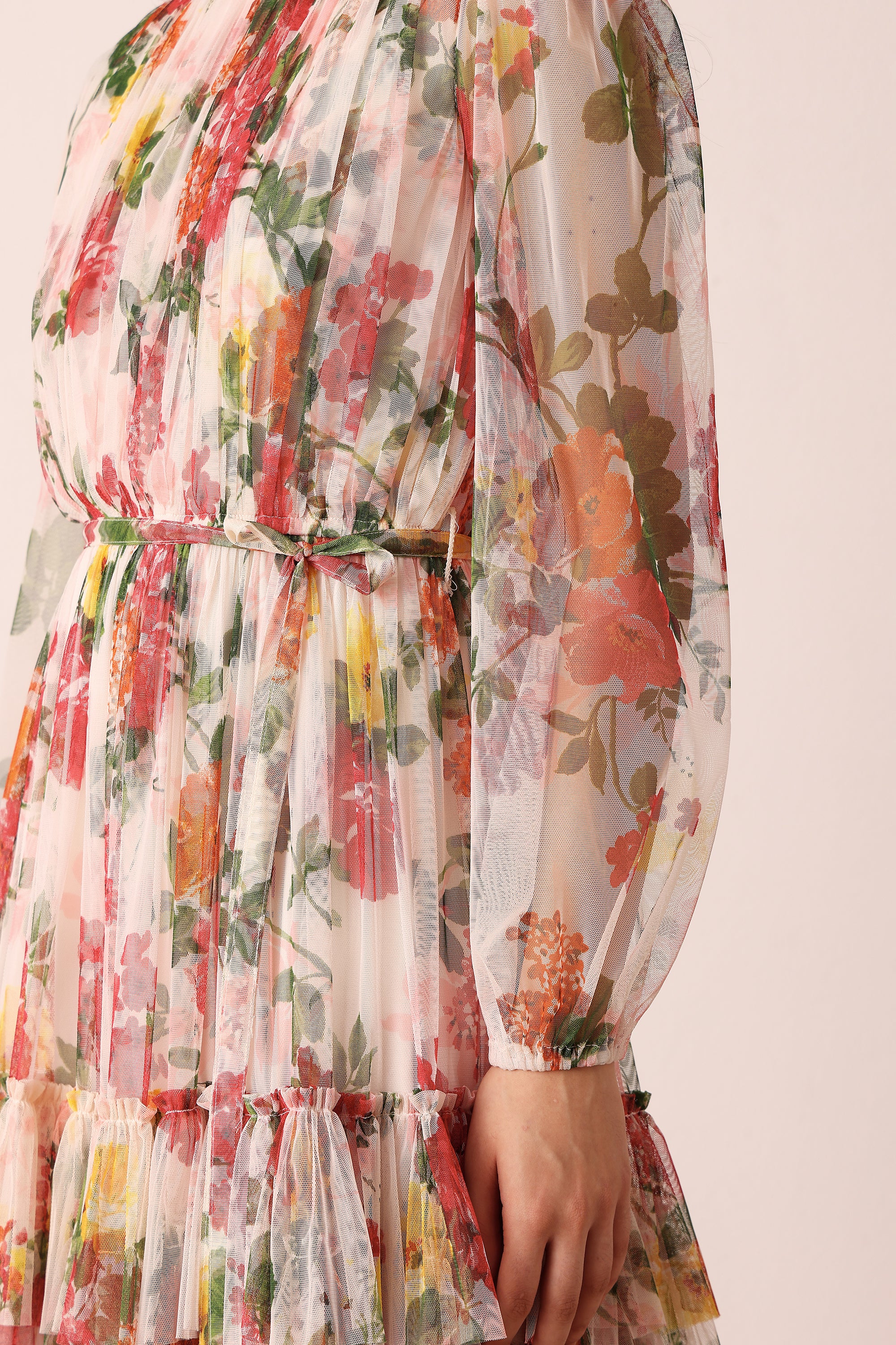 Rebecca Midi Dress in Cream Floral