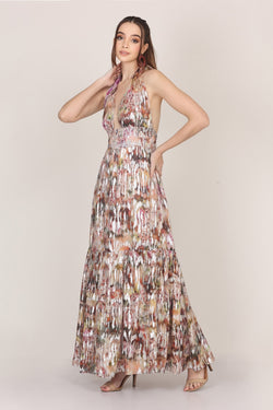 Noorex Metallic Printed Maxi Dress