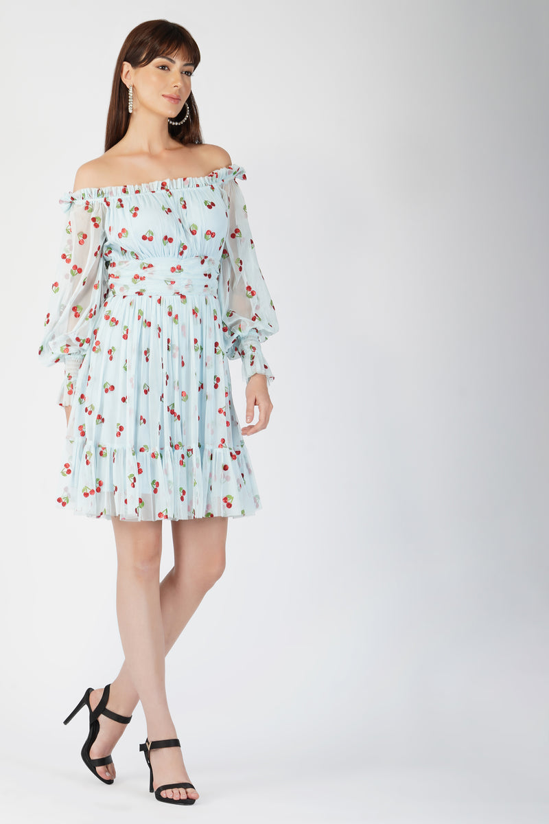 Robin Glitter Cherry Print Dress