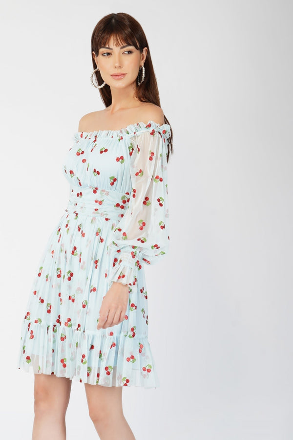 Robin Glitter Cherry Print Dress