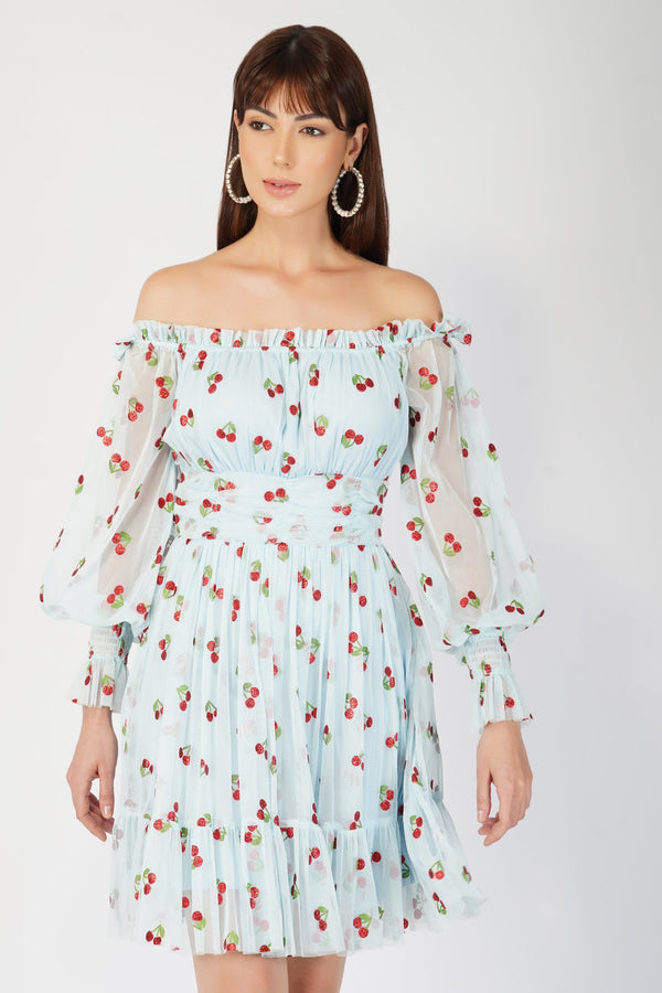 Robin Glitter Cherry Print Dress