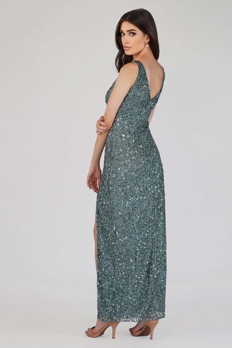 teal sequin dress