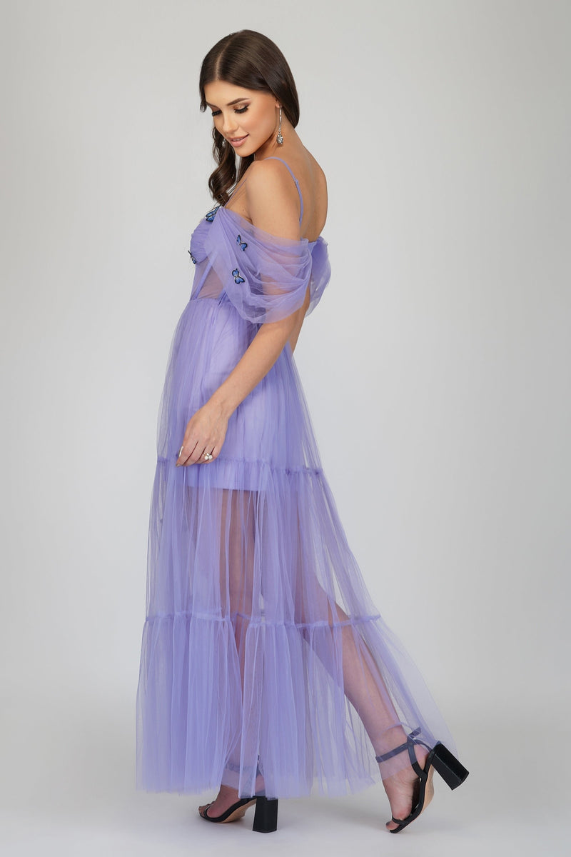 purple evening dress