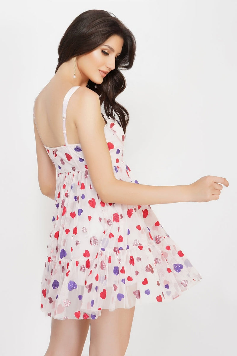 Bibi Corset Mini Dress in Pink Heart