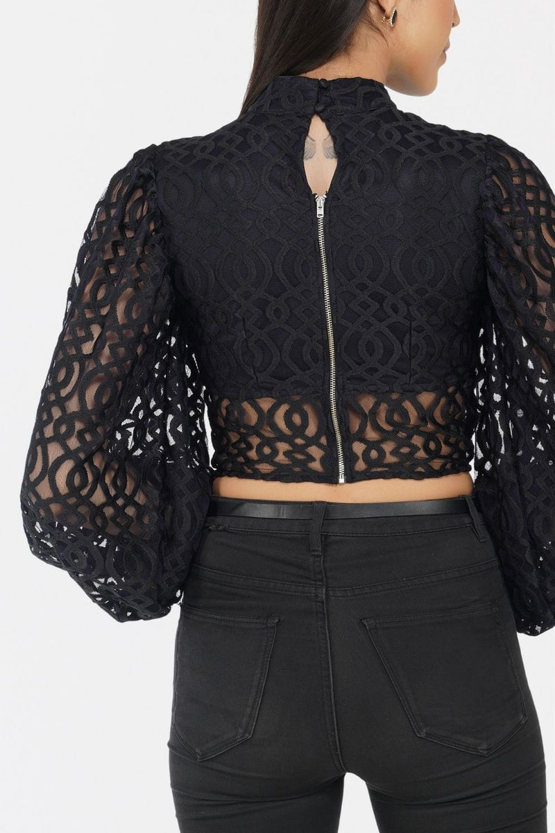 Marlee Lace Top in Navy Black