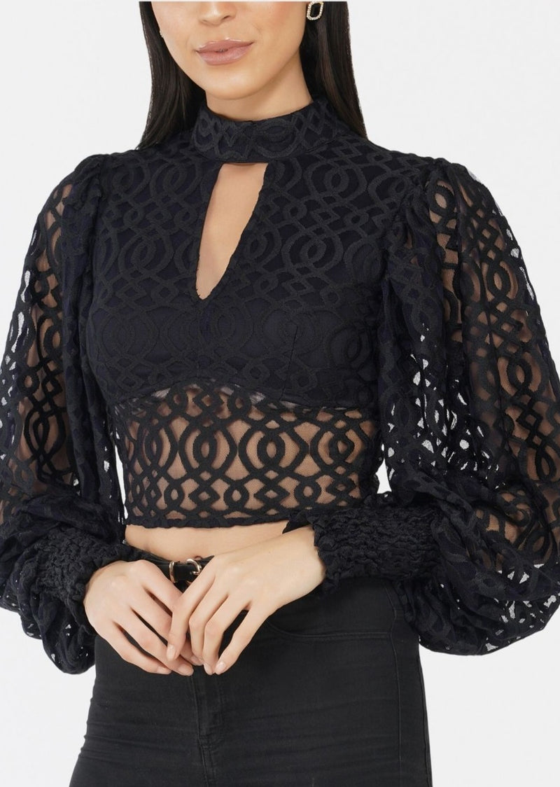 Marlee Lace Top in Navy Black