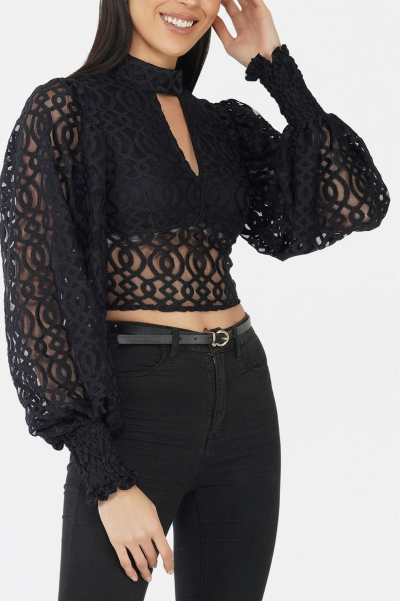 Marlee Lace Top in Navy Black