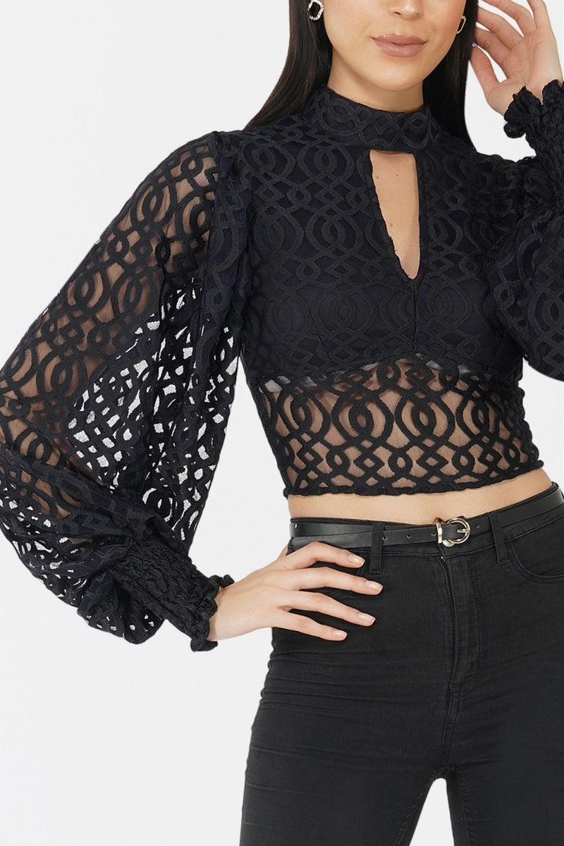 Marlee Lace Top in Navy Black