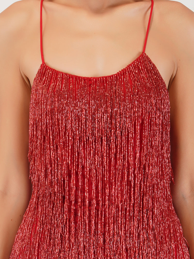 Anita Red Tassel Mini Dress