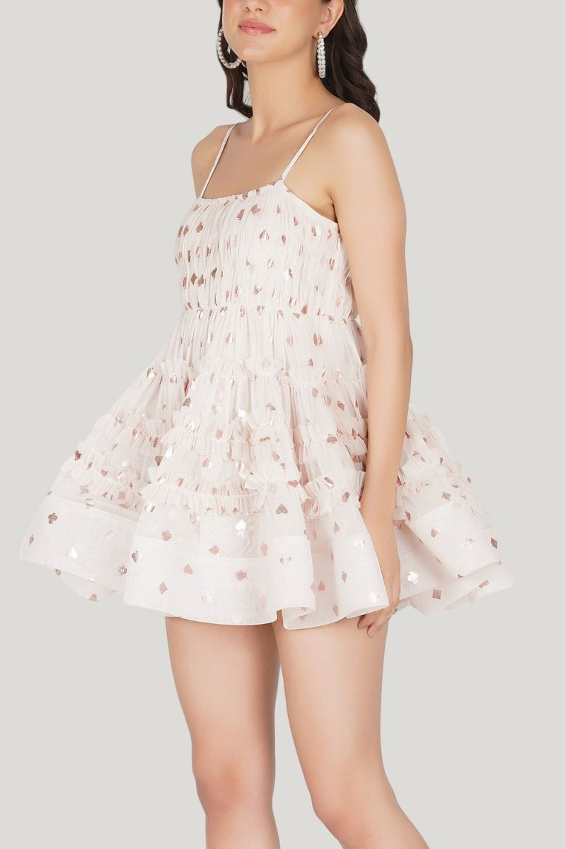 Bethan Tulle Mini in Pink Card Print
