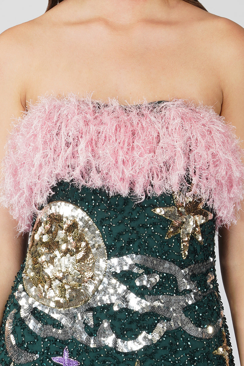 sequin-feather-mini-dress-in-emerald-green