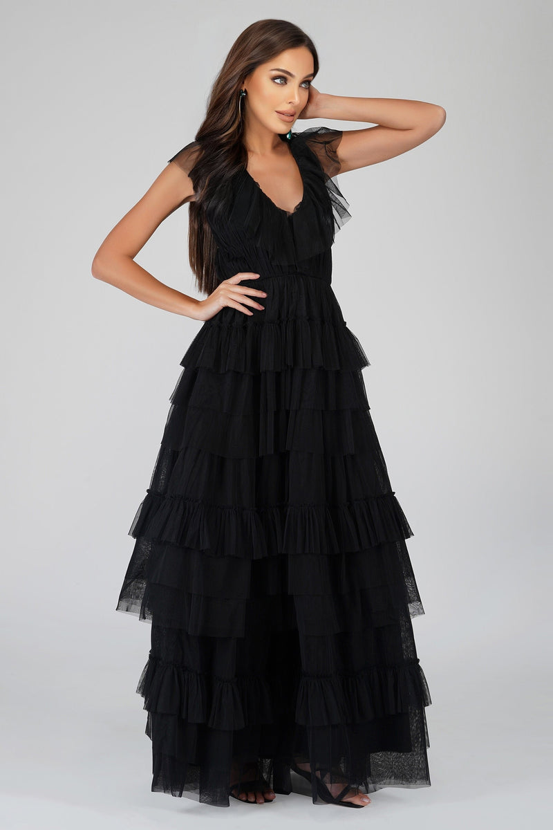 Alexandra Black Tulle Maxi Dress