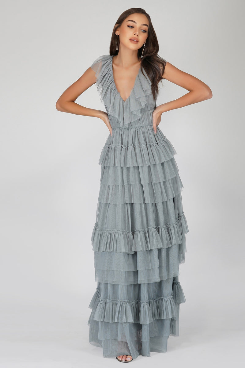 Tiered tulle clearance maxi dress