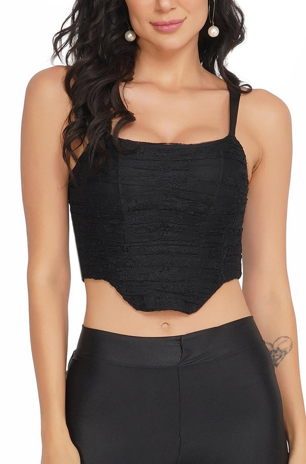 Devon Black Lace Corset Top