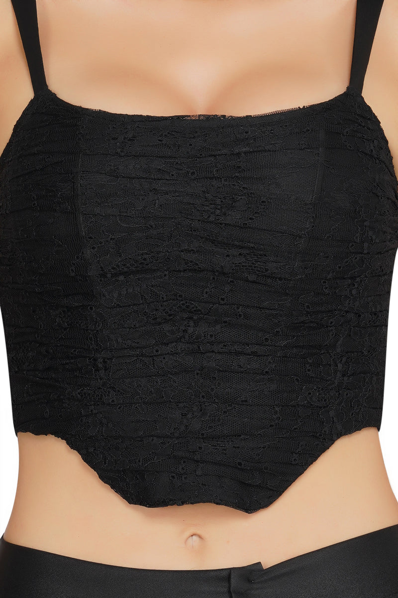 Devon Black Lace Corset Top