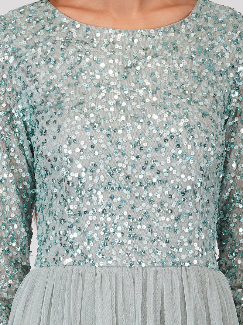 long sleeve embellished dress