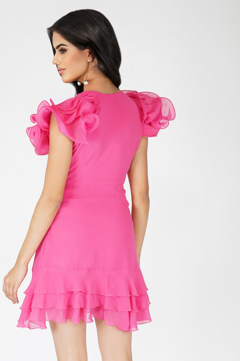 Fairy Flutter Sleeve Mini Dress in Pink