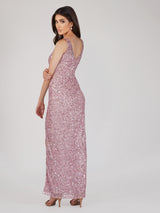 Pink maxi hot sale sequin dress