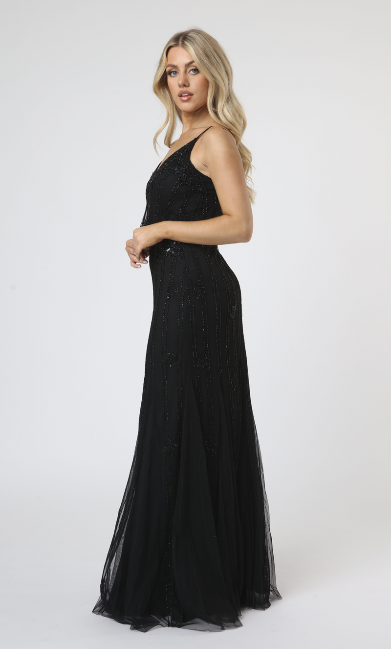 Keeva Black Beaded Maxi Dress