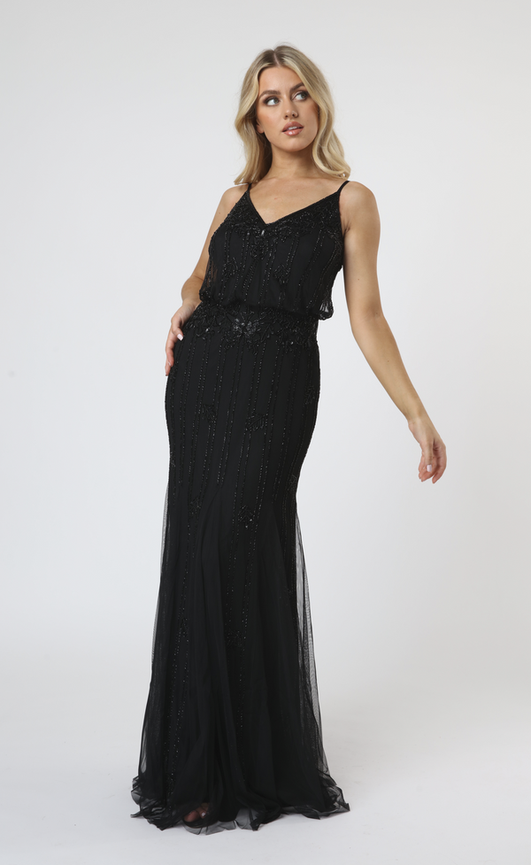 Keeva Black Beaded Maxi Dress
