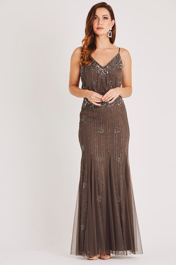 Keeva Stone Grey Bridesmaid Maxi Dress