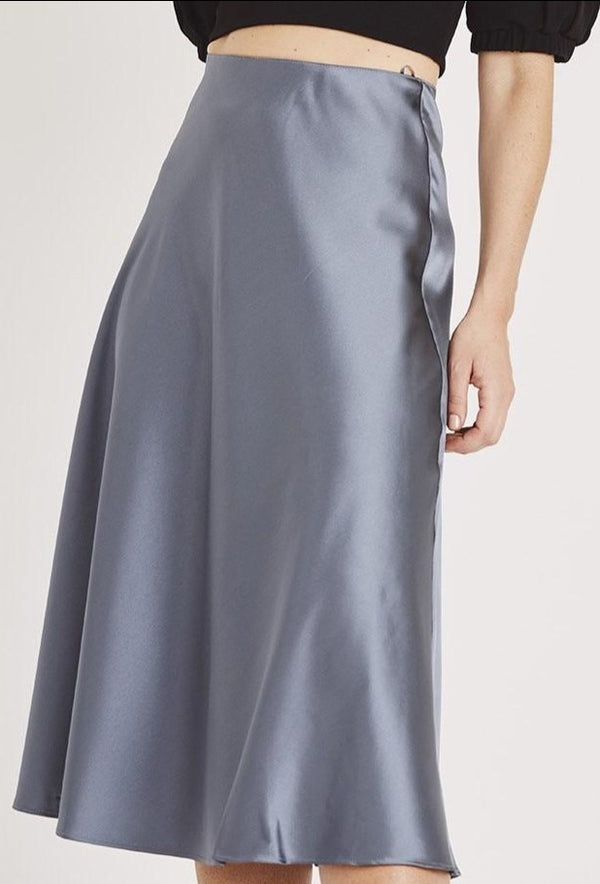 Sophie Grey Satin Skirt
