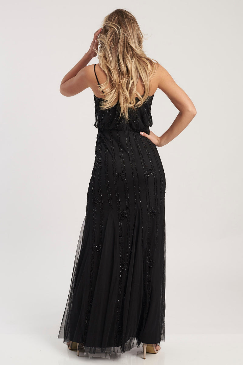 Keeva Black Beaded Maxi Dress