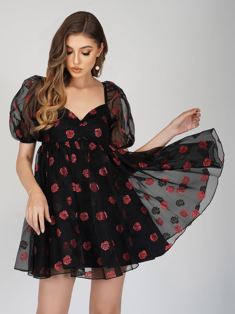 rose printed dress