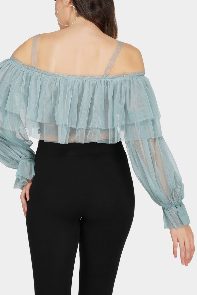 Perch Tulle Top in Teal