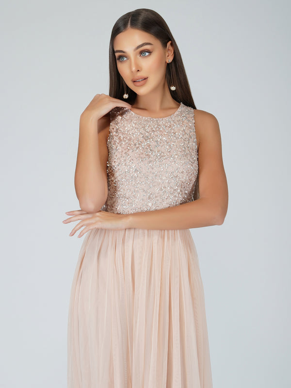 Nicasso Blush Pink Bridesmaid Maxi Dress