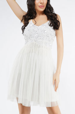 Riri White Tulle Mini Dress