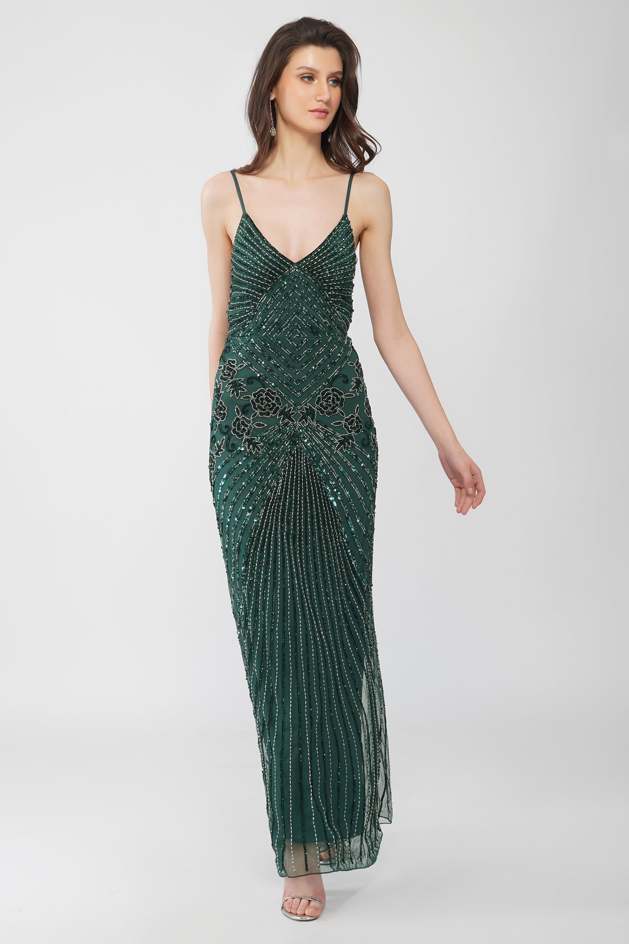 Sara Emerald Embellished Maxi Dress