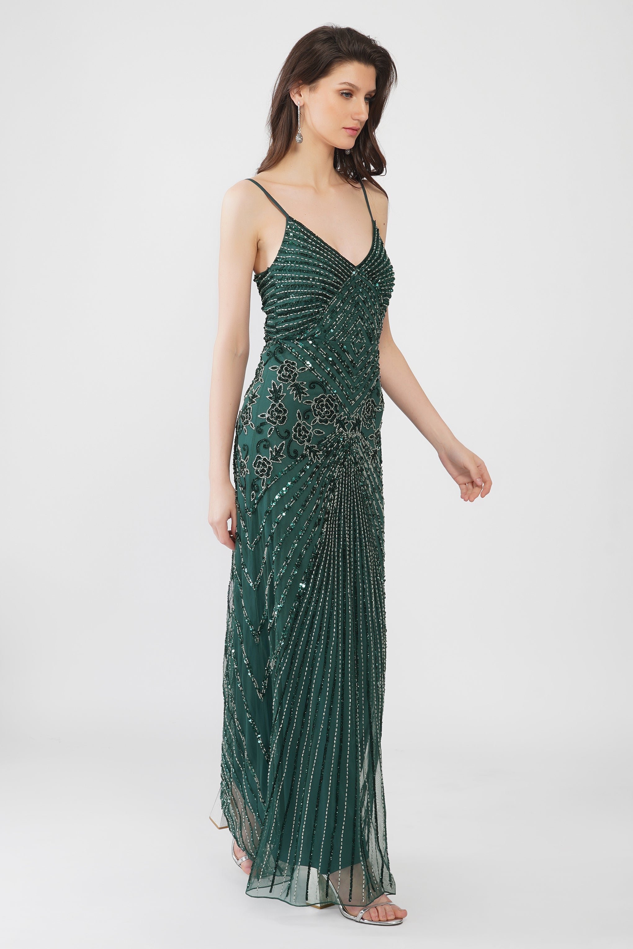 Sara Emerald Embellished Maxi Dress