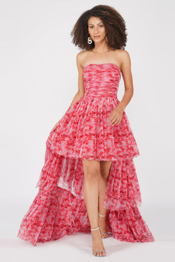 red evening dress