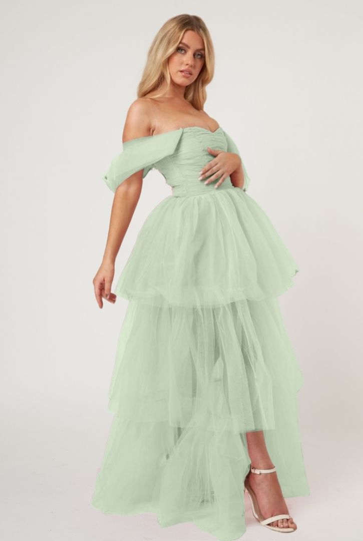 Sage green maxi tulle skirt Clearance