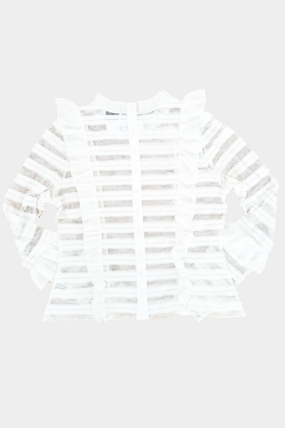 Caladium Long Sleeve White Mesh Top