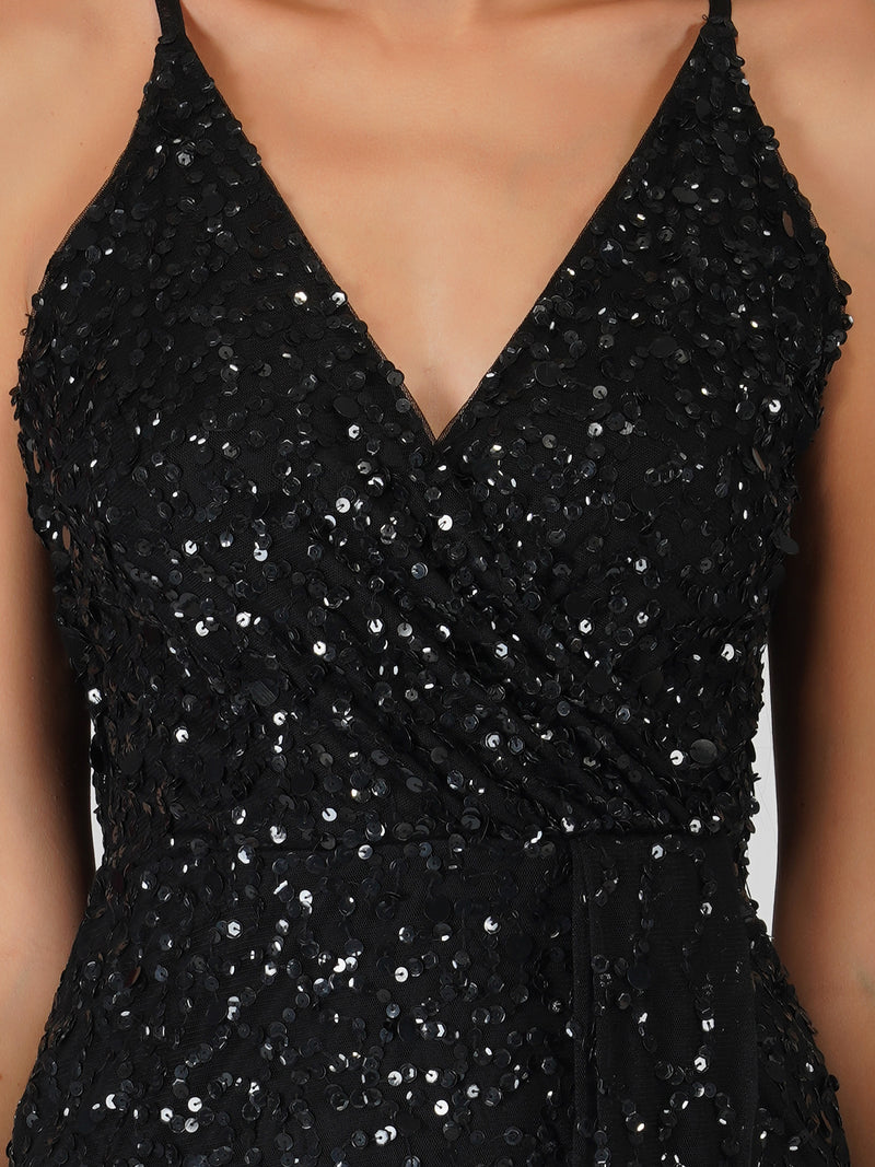 Nair Black Sequin Maxi Dress